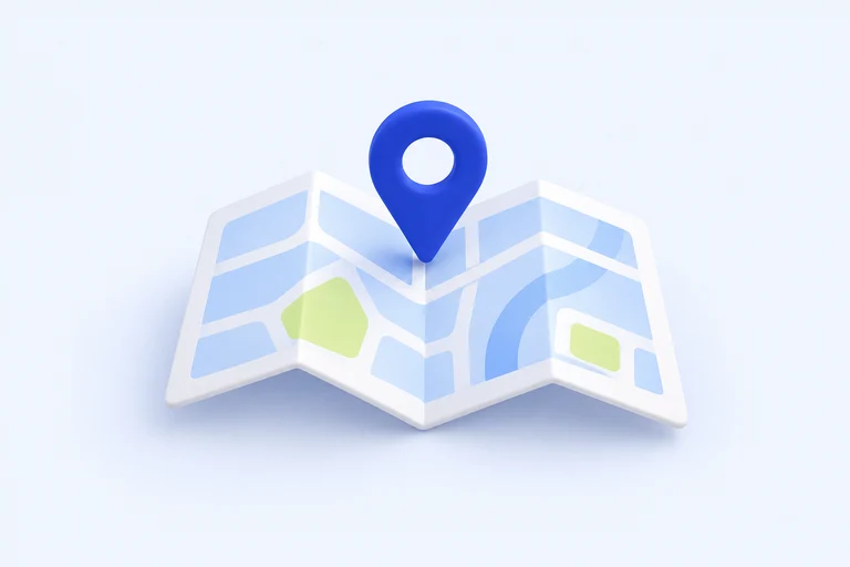 地図と目的地のピンのイラスト